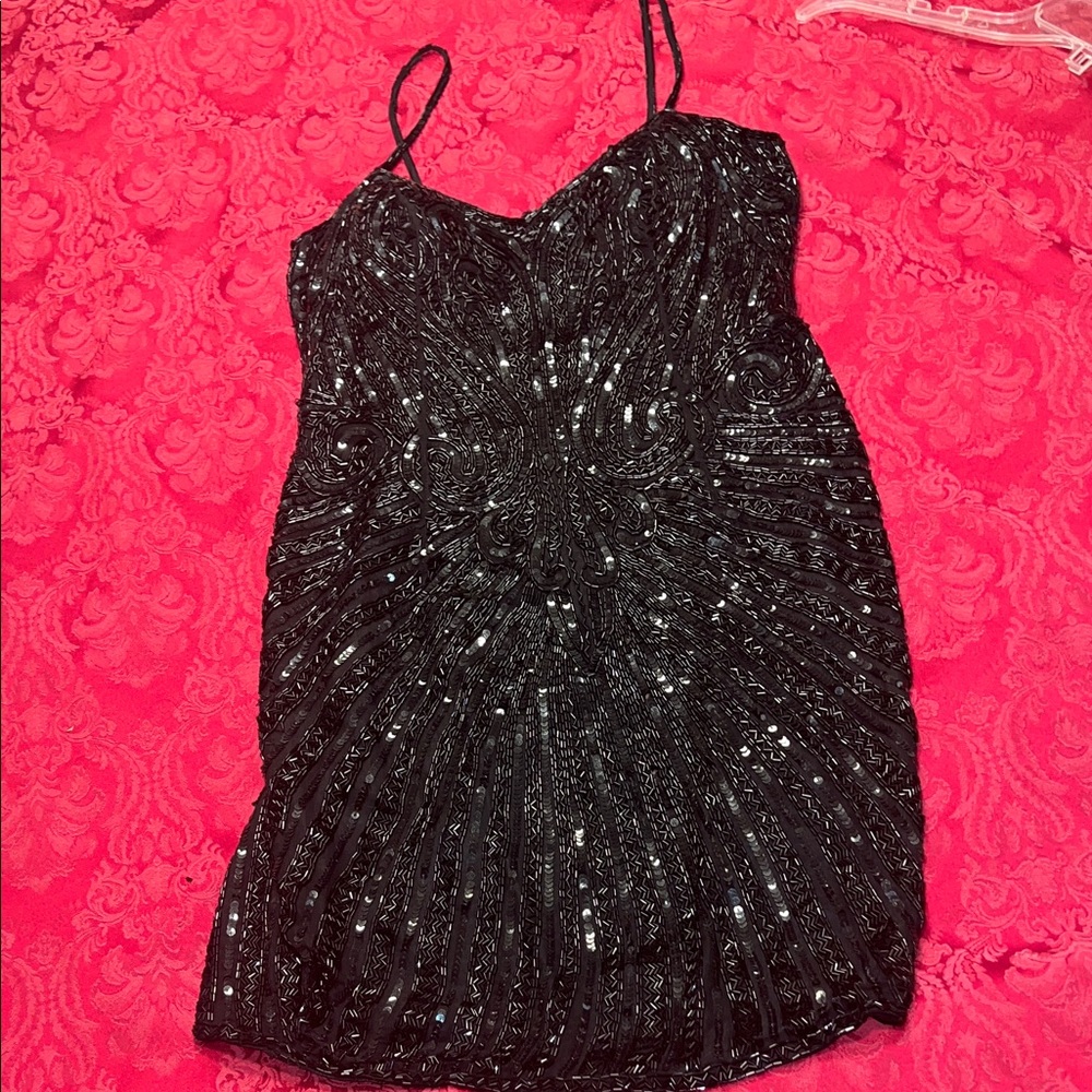Stunning Vintage Spiegel black beaded cocktail dress